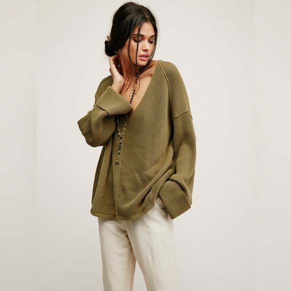 Free People Sweaters - Free people • la brea vneck oversized ribbed sweater